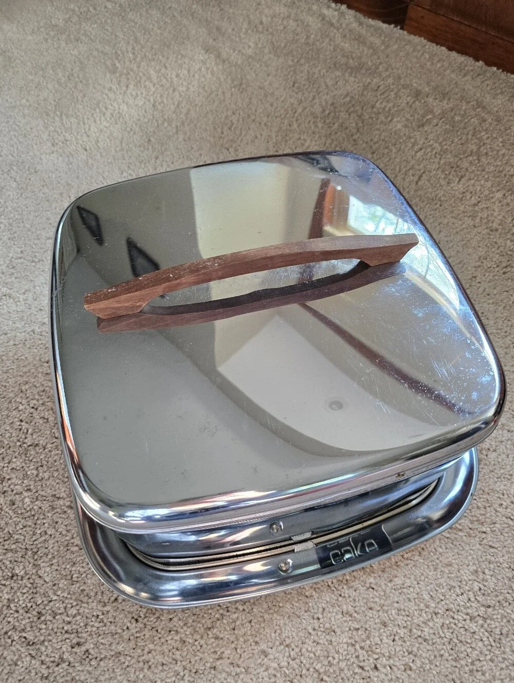 Vintage Lincoln Beautyware Cake Carrier Mid Century Chrome Cake Saver